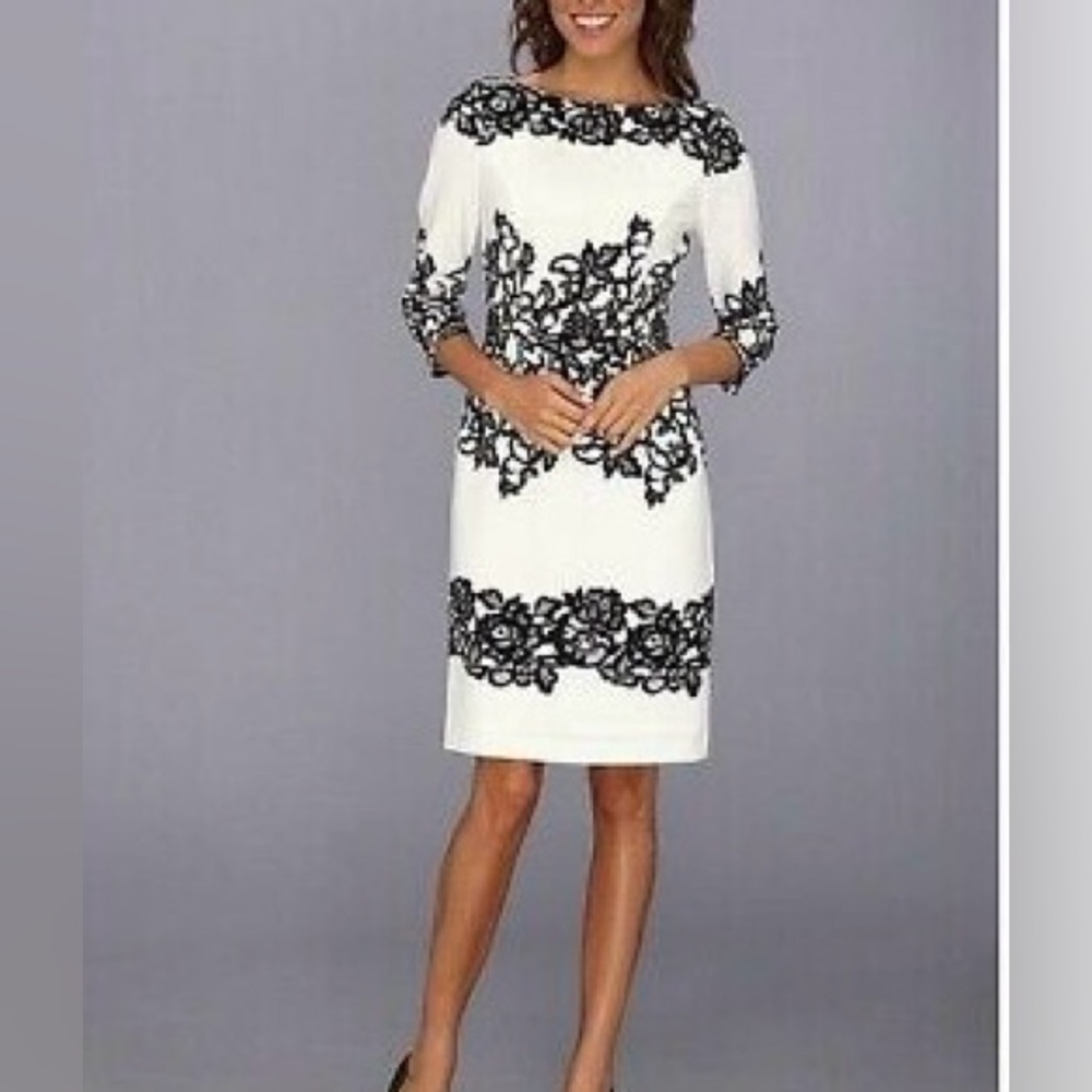 Adrianna Papell Printed Lace Sheath Dress